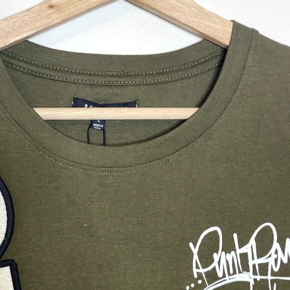 Punk Royal Men's Olive Green Graphic Print Crew Neck Tee w/ Patches Large NWT - Picture 6 of 8